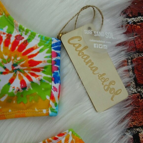 Cabana Del Sol Tie-Dye Swimwear 2-Piece Set Bikini Top & Bottoms NWT L - Picture 5 of 10